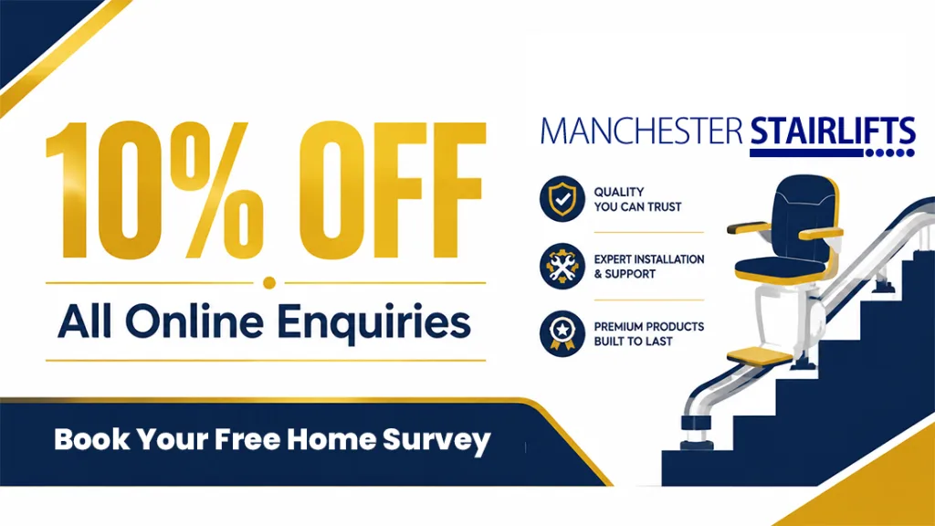 10% off stairlifts, free home survey offer.